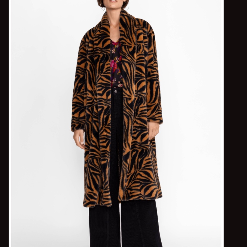 Johnny Was Leopard Faux Fur Coat